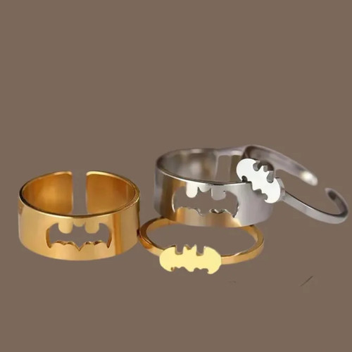 Bat gothic couple ring set - bat,